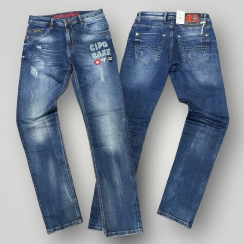 Men's Cipo & Baxx CD368 Mid Blue Denim Pants NWT